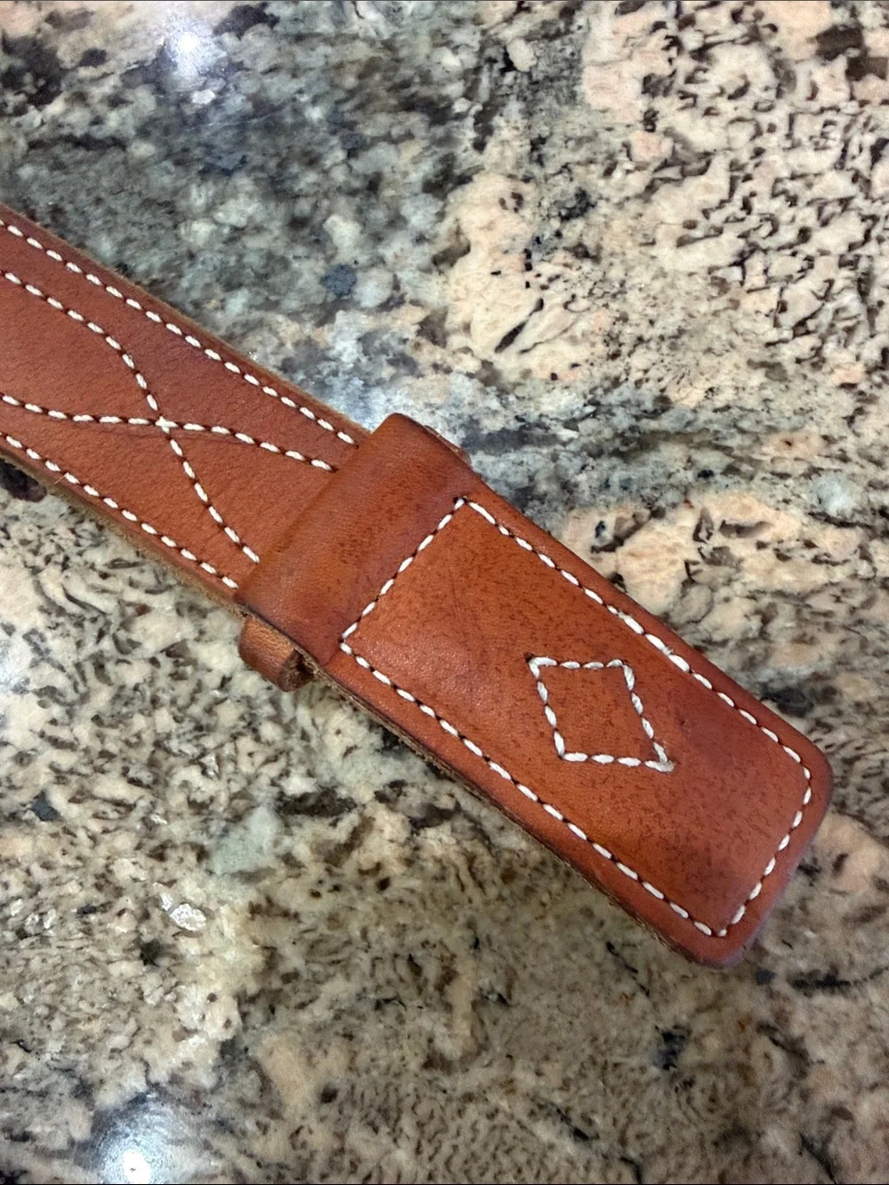 Brown Leather Men’s Adjustable Belt Strap with Contrast Stitching
